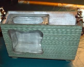 Vintage Lighted Aquarium With Ceramic Cats, 9.5" x 18" x 5"