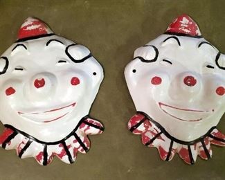 Vintage 15" Fiberglass Clown Wall D?cor, Qty 2