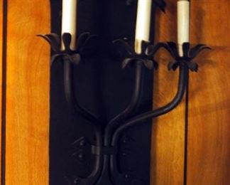 Ornate 3-Light Metal Wall Sconce, 19" x 9" , Powers On