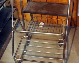 Rolling Metal Carts, Freezer Boxes, And Metal Bookshelf