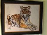 Lot 19
Print Of Tiger On Canvas

Large tiger matte signed Hug, framed 27 1/2 x 33 1/2