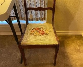 Antique chair with needlepoint seat 