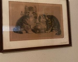 Antique kitten drawing