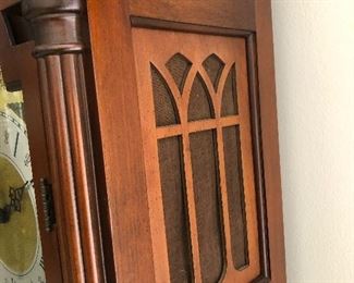Detail side of Colonial Grandfather clock. Item#25417