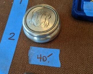 PLL # 16 - Sterling Silver Pill/Trinket Box Engraved (Small Dings) $40