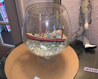 PLL #128 Glass Bowl with Boat @ $15 for both