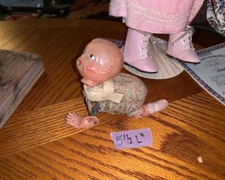PLL #257- Rare Celluloid Wind Up Mechanical Baby Doll Crawling Tin Early (Approx 5"x4") 1920s-30s @ $10