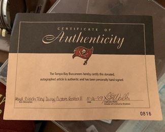 PLL # 439 TAMPA BAY BUCCANEERS SIGNED FOOTBALL "TONY DUNGY" @ $40