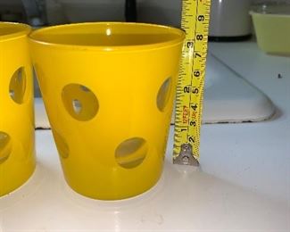 PLL # 447 - SET OF 5 YELLOW POKA DOT GLASSES @ $10