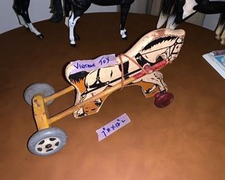 PLL #454 Antique Vintage Child's Wood Toy Horse Pull Toy 1940's @ $10