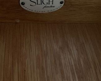 PLL# 691 - FIVE PIECE Sligh Furniture Bedroom Bed Frame (33" x 57" 12") with Long Dresser & Two Nightstands (30" x 21" x 18") @ ALL $250