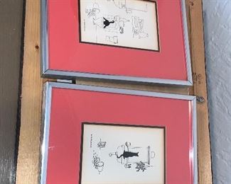 PPL#692- Art Prints Cats in the Bathroom "MJ Blakebrough" @ $25 for both / measures 10 1/2" x 8 1/2"