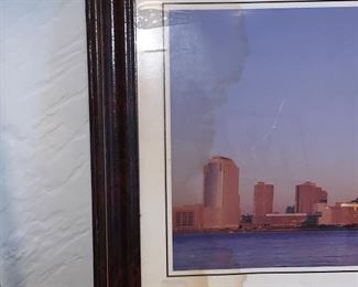 PPL# 697 - NYC Skyline Print (World Trade Towers) "We will never forget" - Visible Water Damage (17" x 42") @ $10