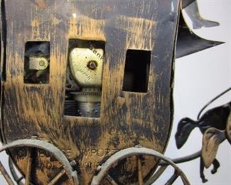 PLL # 725 - vintage tin stagecoach horse carriage wagon music box by george imports hong kong 1970's - figurine knick knack western coach buggy @ $15