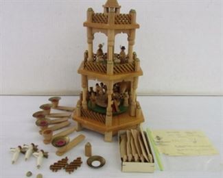 PLL #731 @ $30 Christmas in Germany Wood Carved Figure SetMarkings: Kathe Wohlfahrt, Wood CarvingsDimensions (Inches): 9x9x15.5