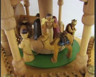 PLL #731 @ $30 Christmas in Germany Wood Carved Figure SetMarkings: Kathe Wohlfahrt, Wood CarvingsDimensions (Inches): 9x9x15.5