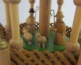 PLL #731 @ $30 Christmas in Germany Wood Carved Figure SetMarkings: Kathe Wohlfahrt, Wood CarvingsDimensions (Inches): 9x9x15.5