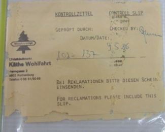 PLL #731 @ $30 Christmas in Germany Wood Carved Figure SetMarkings: Kathe Wohlfahrt, Wood CarvingsDimensions (Inches): 9x9x15.5