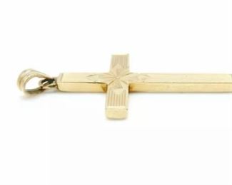 PLL # 732 SOLID 14k YELLOW GOLD LADIES CROSS PENDANT {AUTHENTIC}
MAKER ~ Unknown
SIZE ~ 1 1/4" long
WEIGHT ~ 1.0 gram
MARKED ~ 14k $45
