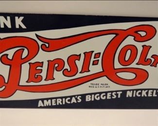 Vintage 5 Cent Pepsi-Cola Metal Sign
Material:Metal
Condition:No chips or cracks
Dimensions:18" x 6"