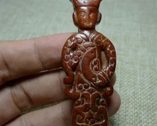 Chinese Red Mountain Culture Jadeware Hand Carved Jade Man
Dimensions Height 75MM Width 25MM Thickness 12MM