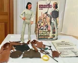 Vintage 1967 Marx Johnny West Geronimo Apache 12" Action Figure With Box and accessories