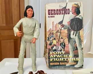 Vintage 1967 Marx Johnny West Geronimo Apache 12" Action Figure With Box and accessories