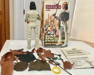 Vintage 1967 Marx Johnny West Geronimo Apache 12" Action Figure With Box and accessories