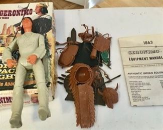 Vintage 1967 Marx Johnny West Geronimo Apache 12" Action Figure With Box and accessories