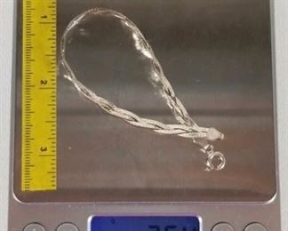 925 Silver Braided Herringbone 7" Bracelet 3.64g