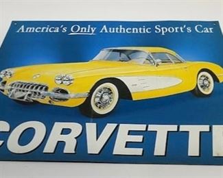 Vintage Chevrolet Corvette Metal Sign, Dimensions: 16" x 12" x 1/16"