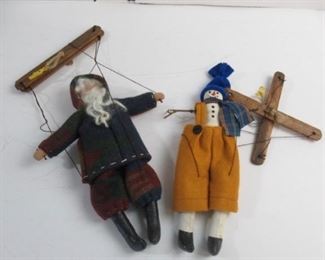 Christmas Folk Art Style Puppets, Snowman, Santa