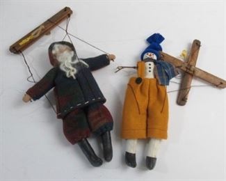 Christmas Folk Art Style Puppets, Snowman, Santa
