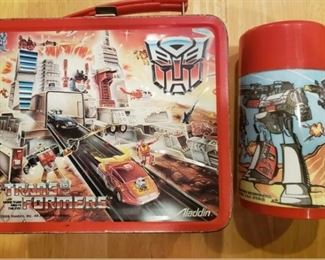 Vintage 1986 Transformers Metal Lunchbox With Thermos