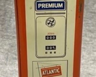 Vintage Advertising Atlantic Premium Gas Pump Tin Litho Coin Bank DIMENSIONS: 2.25x5x1.75