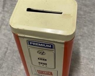 Vintage Advertising Atlantic Premium Gas Pump Tin Litho Coin Bank DIMENSIONS: 2.25x5x1.75