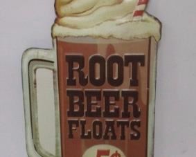 Vintage Open Road Brands Metal Root Beer Floats Sign Dimensions (Inches) 13"x7.5"