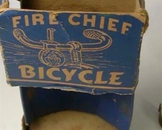 Vintage Tin Litho Fire Chief Bicycle Siren Toy Noise