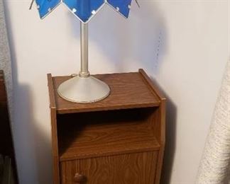 Particle Board Nightstand and Lamp