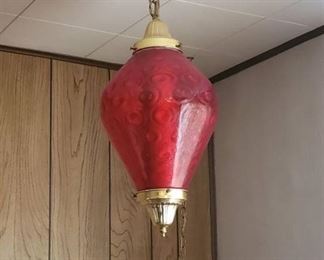 Vintage Swag Red Glass Light