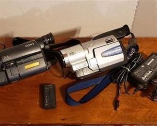 Lot of 2 Sony Handycam Vision Hi8 Video Cameras w/ AC Power Adaptors and Extra Battery ~ both work