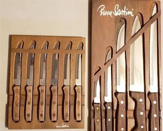 Lot of 2 Set of Pierre Santini Knives ~ Utility and Steak knives in Holders