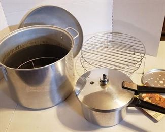 Lot of Cooking/Canning Items ~ Presto Pressure Cooker and Canning Pot and Racks