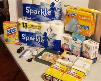 Lot of House Disposable Items ~ Paper Towels, Bags, Light bulbs and Others