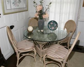 GLASS TOP TABLE WITH 4 MATCHING CHAIRS