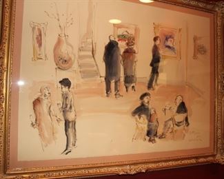 Helen Frank “Art Opening” watercolor
