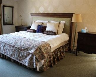 King size bed with padded headboard