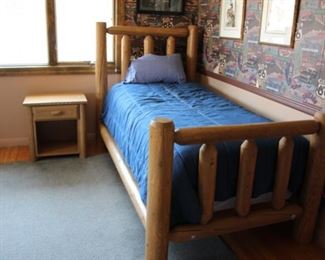 Twin size log bedroom set