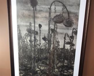 Kim Berman (1960-, So. Africa) “Mourning Our Future III” monoprint  / etching, signed
