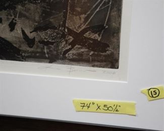 Kim Berman (1960-, So. Africa) “Mourning Our Future III” monoprint  / etching, signed
